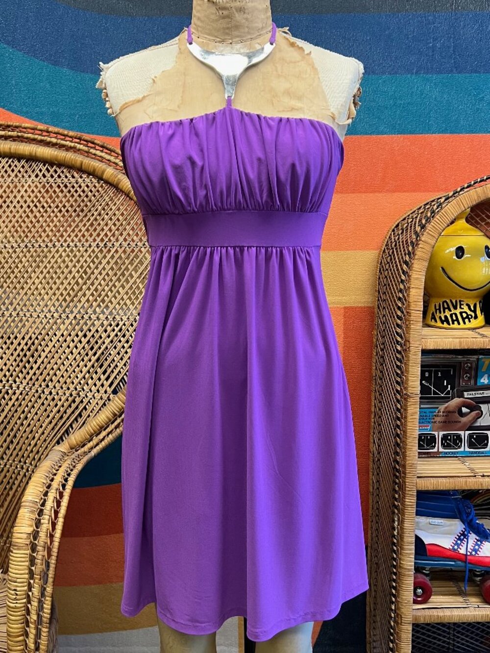 EUC Vintage Y2K 90s Wet Seal Halter Statement Necklace Dress Medium